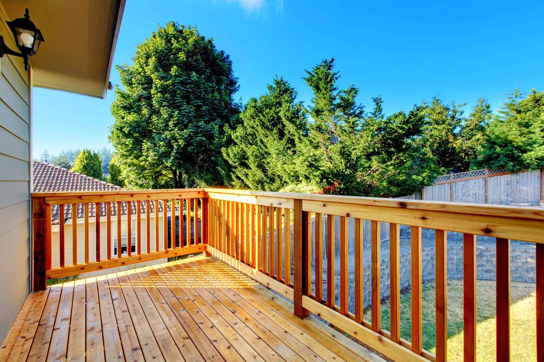 Reddish wood stained deck
