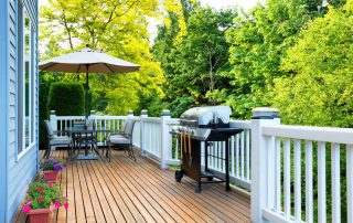 brown stained deck with white painted rails fence painting colors
